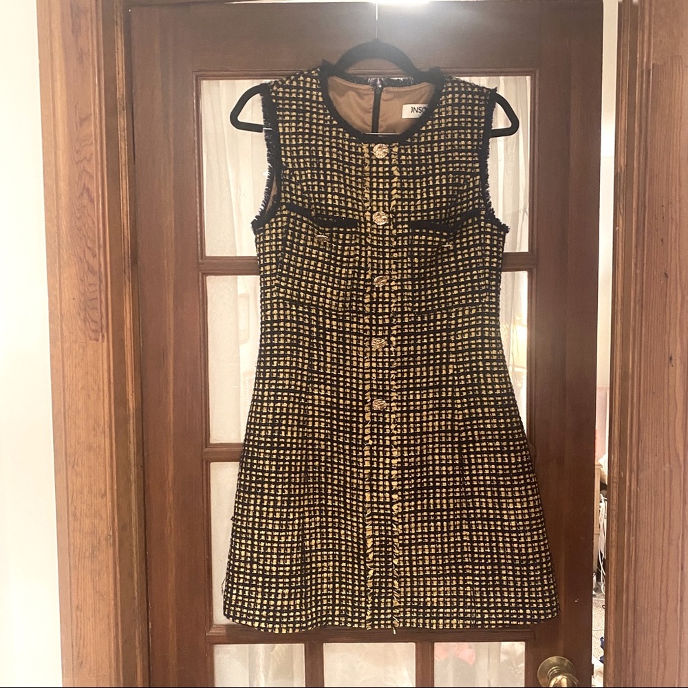 JNSQ | Plaid fun dress with gold buttons